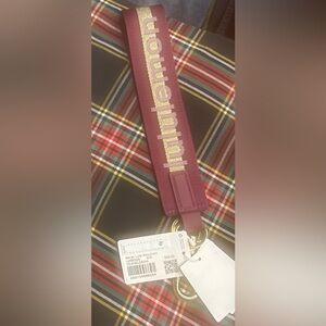 Lululemon Burgundy Keychain with Gold Logo NWT